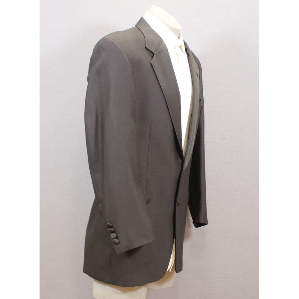 Joseph Abboud Mens Tuxedo 2 Piece Black Wool Nylon Blend 2 Btn 42R Pleated 32" W - Picture 4 of 11